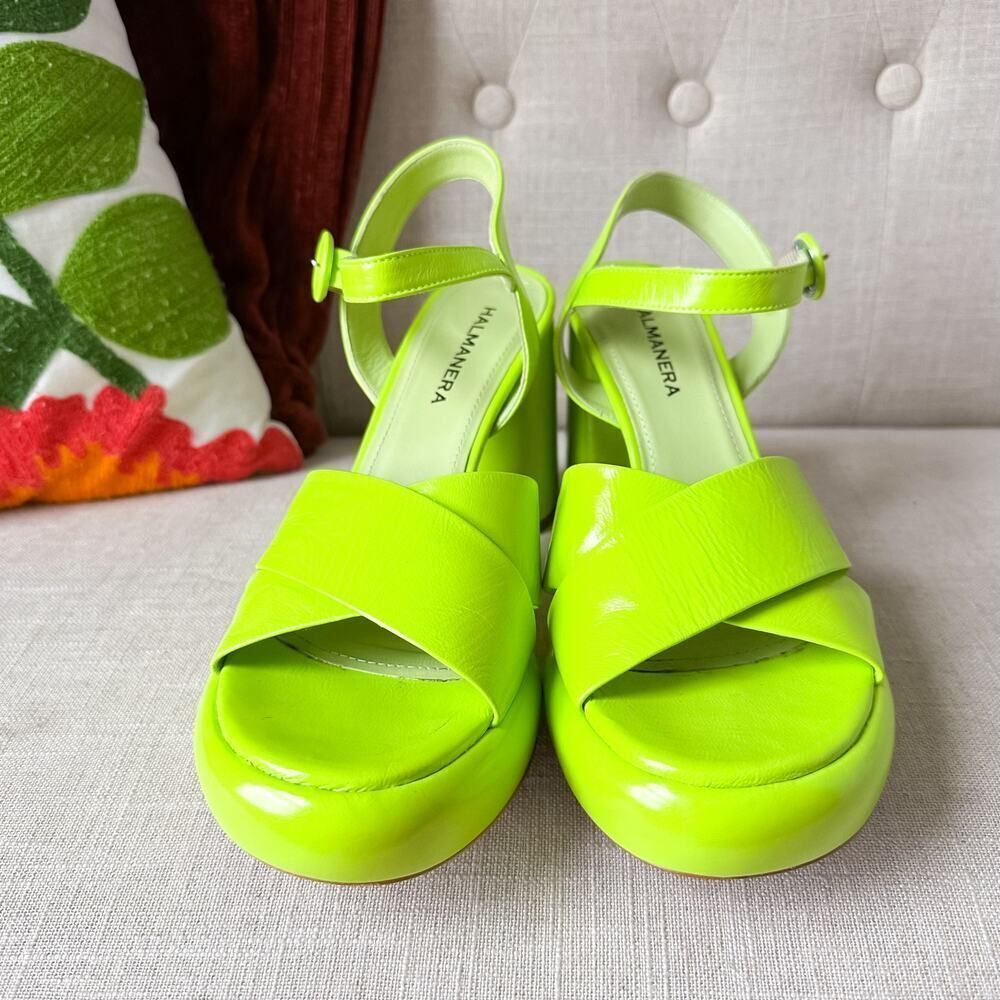 Halmanera Lime Green Leather Sandals Made in Italy Size 38.5 8 - Picture 4 of 12